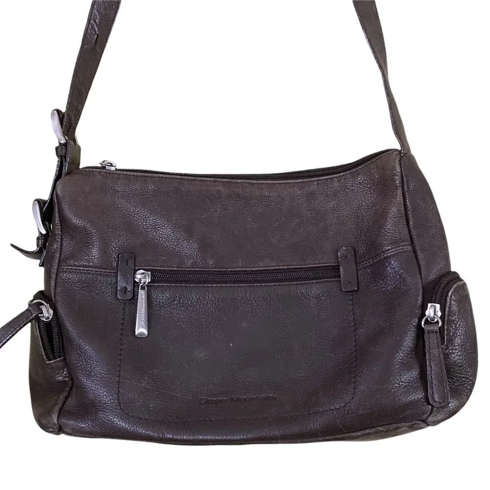 Vintage Stone Mountain Brown Leather Shoulder Bag